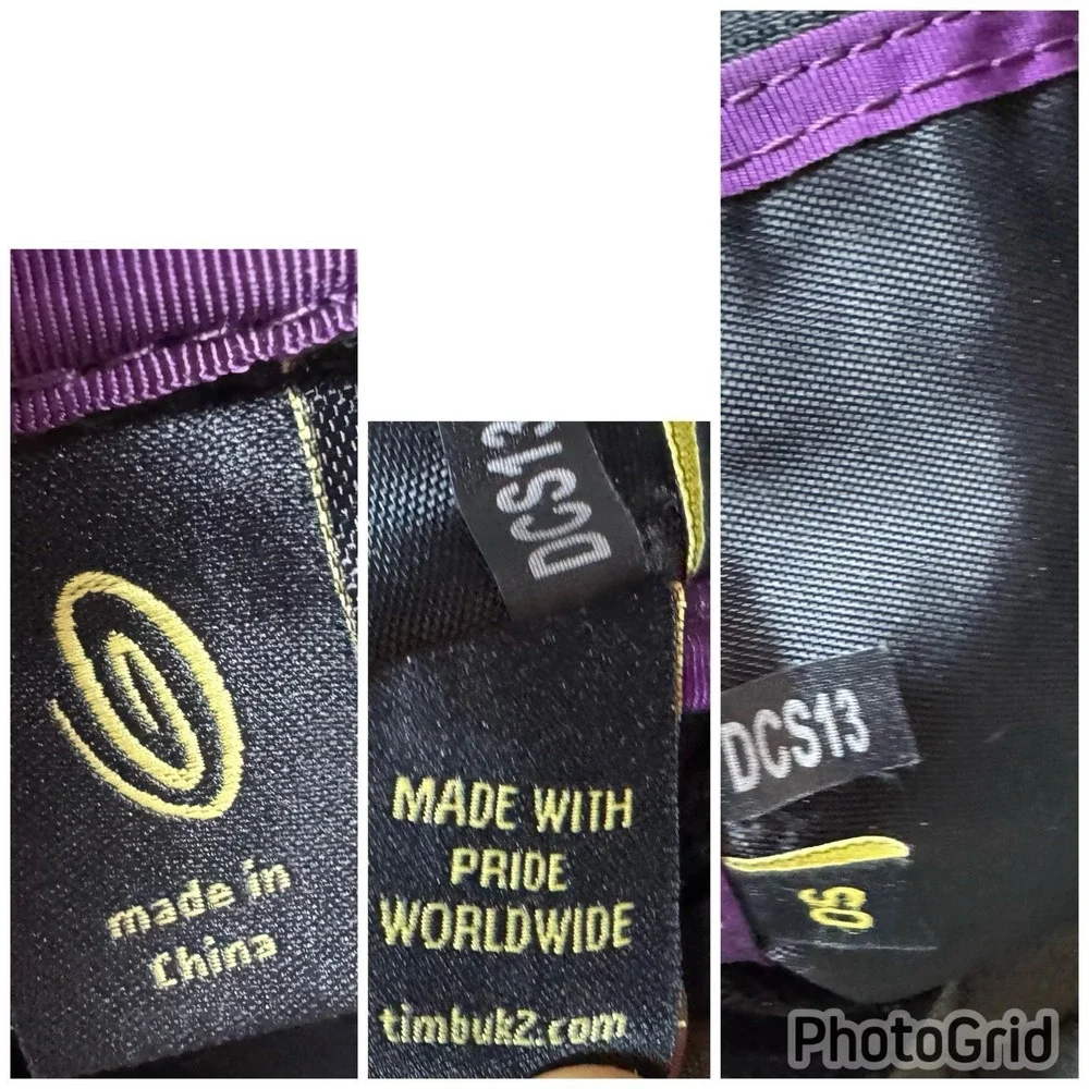 Timbuk2 Classic Crossbody Messenger Bag Nlack Purple Trim Adjustable Strap Bike